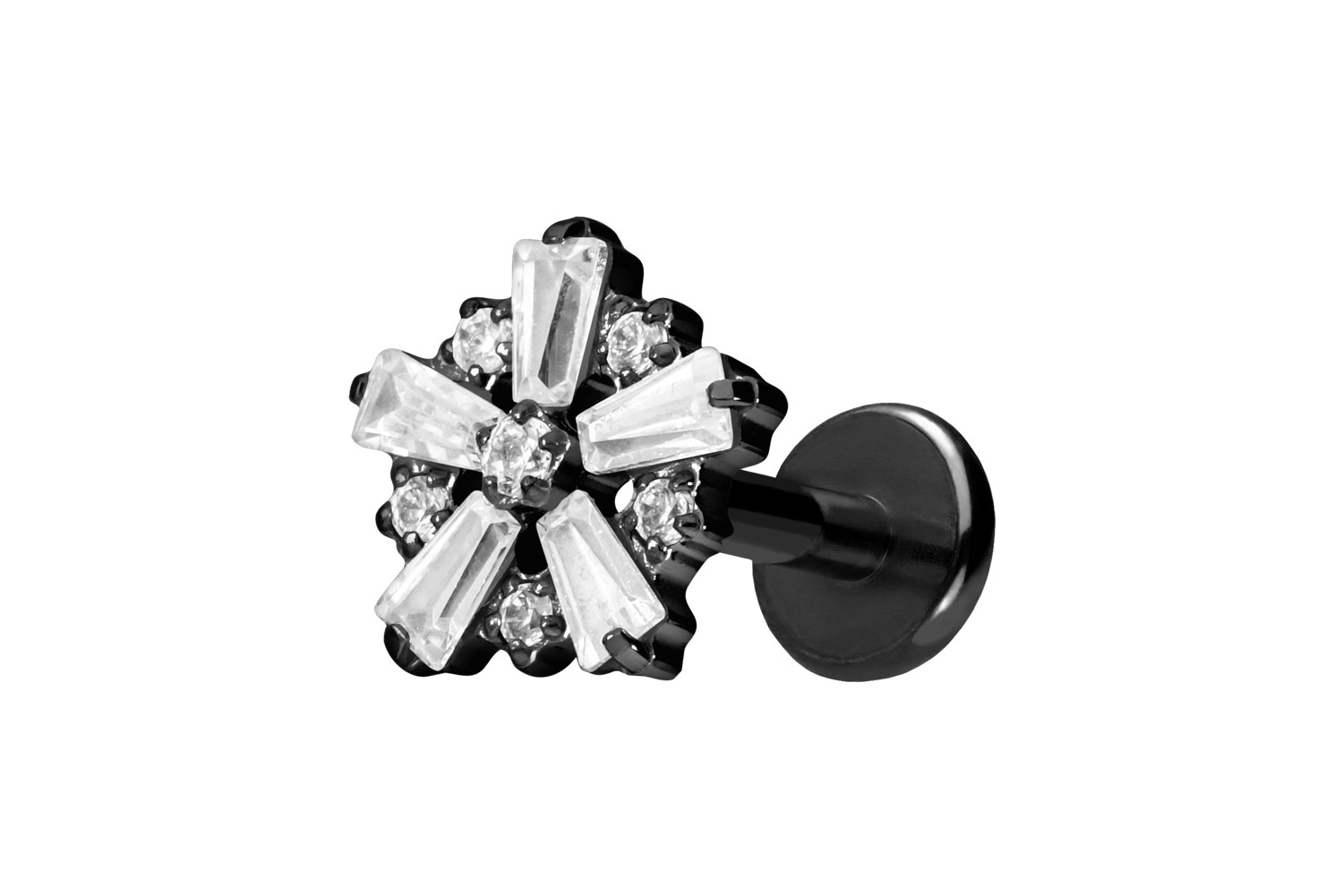 Titan Labret Piercing mit Push Fit SCHNEEFLOCKE